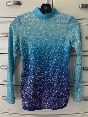 Weissman Teal Stretch Dance Leotard with Nude Lining